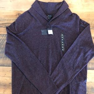 Marc Anthony Maroon LS Merino Solid Shawl SWT Slim Fit